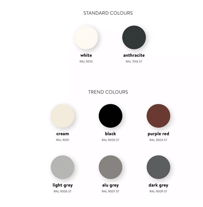 Standard colors for aluminum glass roof